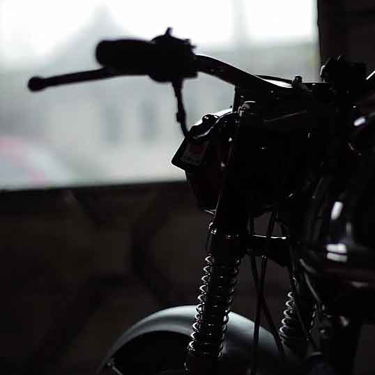 An old Triumph motorcycle featured in our film about Normandy Motorcyles.